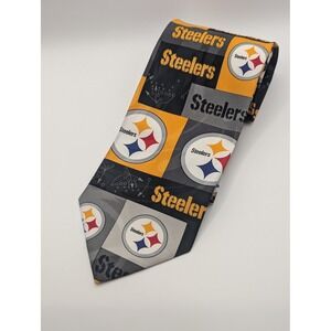 NFL Pittsburgh Steelers Mens OS Black Gold Block & Play Necktie 2002